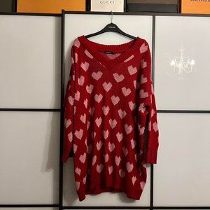 Boohoo Womens Red and Pink Jumper